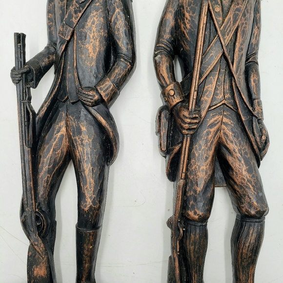 1971 Dart Revolutionary War Soldiers Wall Plaque Set 19x5.5 In Bronze Resin USA - Picture 4 of 11